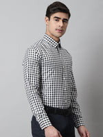 Thumbnail for Jainish Men's Black Checks Pure Cotton Formal Shirt - Distacart