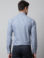 Thumbnail for Jainish Men's Blue Checks Pure Cotton Formal Shirt - Distacart
