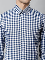 Thumbnail for Jainish Men's Blue Checks Pure Cotton Formal Shirt - Distacart