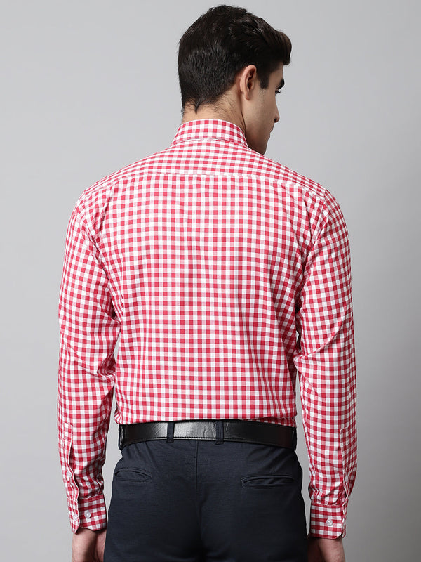 Jainish Men's Red Checks Pure Cotton Formal Shirt - Distacart