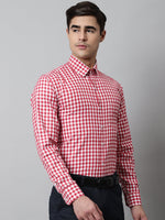 Thumbnail for Jainish Men's Red Checks Pure Cotton Formal Shirt - Distacart