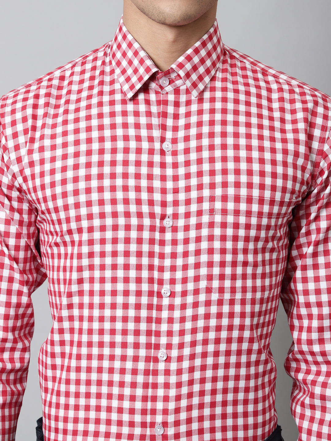 Jainish Men's Red Checks Pure Cotton Formal Shirt - Distacart