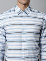 Thumbnail for Jainish Men's Sky Classic Horizontal Striped Formal Shirt - Distacart