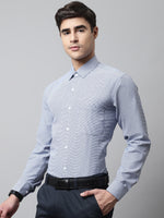 Thumbnail for Jainish Men's Blue Checks Pure Cotton Formal Shirt - Distacart
