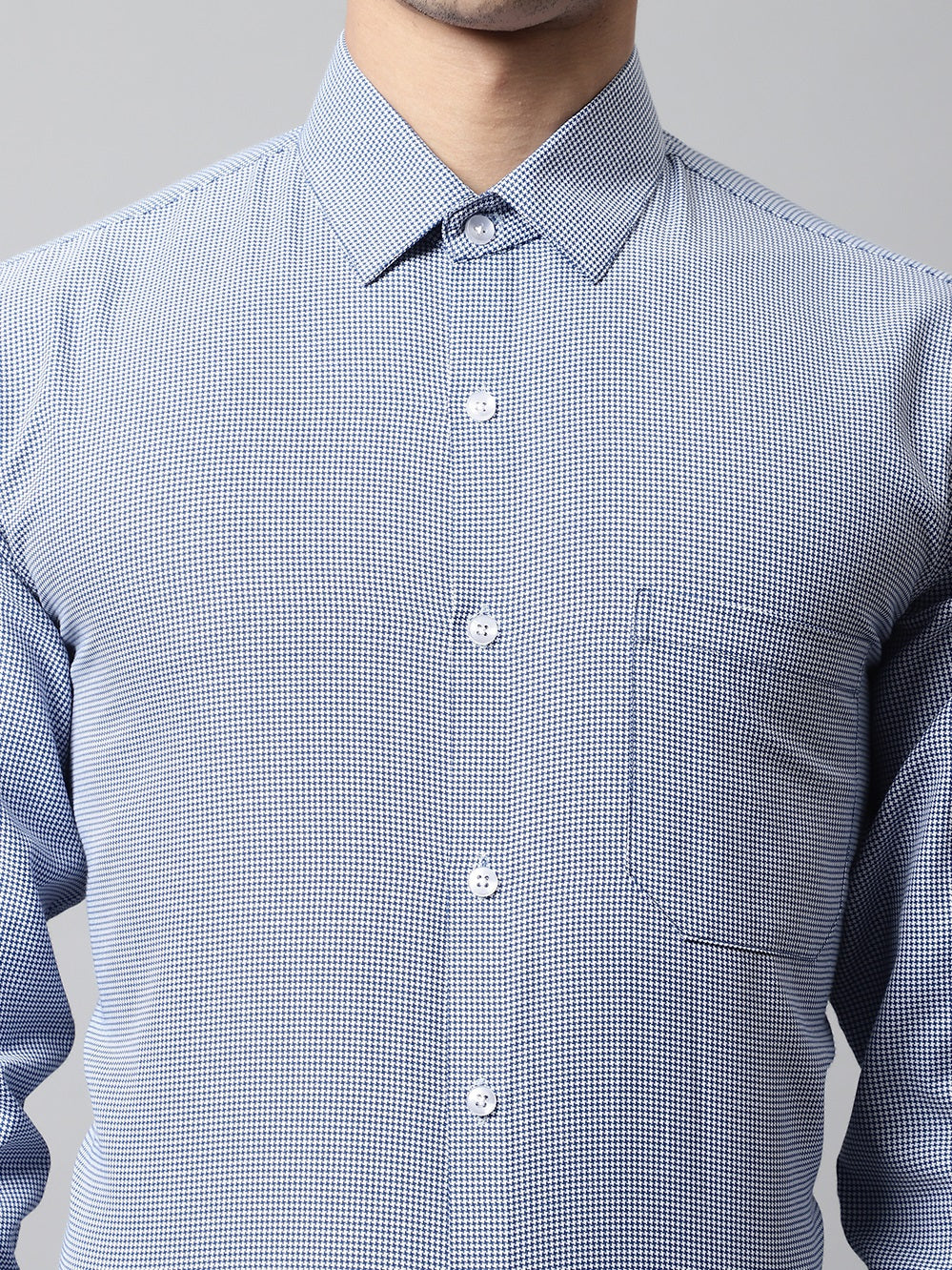 Jainish Men's Blue Checks Pure Cotton Formal Shirt - Distacart