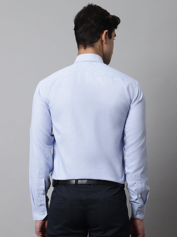 Jainish Men's Light Blue Checks Pure Cotton Formal Shirt - Distacart