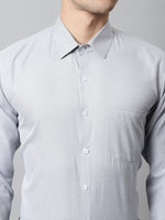 Thumbnail for Jainish Men's Light Grey Checks Pure Cotton Formal Shirt - Distacart