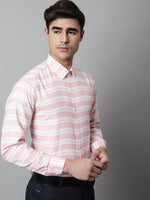 Thumbnail for Jainish Men's Peach Classic Horizontal Striped Formal Shirt - Distacart