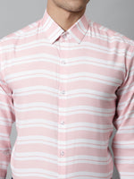 Thumbnail for Jainish Men's Peach Classic Horizontal Striped Formal Shirt - Distacart