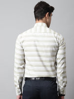 Thumbnail for Jainish Men's Pista Green Classic Horizontal Striped Formal Shirt - Distacart