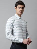 Thumbnail for Jainish Men's Sky Blue Classic Horizontal Striped Formal Shirt - Distacart