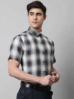 Thumbnail for Jainish Men's Black Checks Regular Fit Cotton Formal Shirt - Distacart
