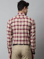 Thumbnail for Jainish Men's Red and Beige Checks Regular Fit Cotton Formal Shirt - Distacart