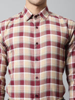 Thumbnail for Jainish Men's Red and Beige Checks Regular Fit Cotton Formal Shirt - Distacart