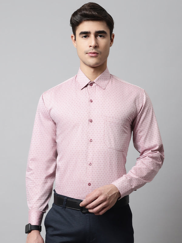 Jainish Men's Coral Red Micro Ditsy Printed Pure Cotton Formal Shirt - Distacart