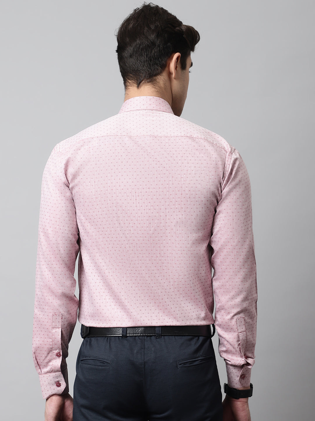 Jainish Men's Coral Red Micro Ditsy Printed Pure Cotton Formal Shirt - Distacart