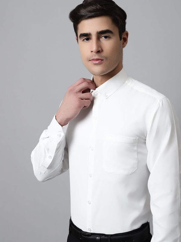 Jainish Men's White Classic Cotton Formal Shirt - Distacart