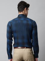 Thumbnail for Jainish Men's Peacock Blue Checks Regular Fit Cotton Formal Shirt - Distacart