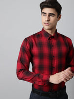 Thumbnail for Jainish Men's Red Checks Regular Fit Cotton Formal Shirt - Distacart