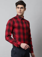 Thumbnail for Jainish Men's Red Checks Regular Fit Cotton Formal Shirt - Distacart