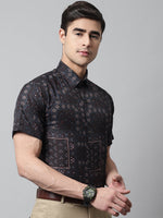 Thumbnail for Jainish Men's Black Classic Printed Formal Shirt - Distacart