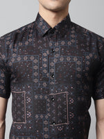 Thumbnail for Jainish Men's Black Classic Printed Formal Shirt - Distacart