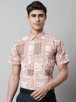 Thumbnail for Jainish Men's Peach Classic Printed Formal Shirt - Peach - Distacart