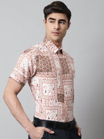 Thumbnail for Jainish Men's Peach Classic Printed Formal Shirt - Peach - Distacart