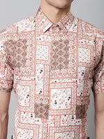 Thumbnail for Jainish Men's Peach Classic Printed Formal Shirt - Peach - Distacart