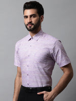Thumbnail for Jainish Men's Purple Woven Design Short Sleeves Formal Shirt - Distacart