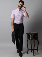 Thumbnail for Jainish Men's Purple Woven Design Short Sleeves Formal Shirt - Distacart