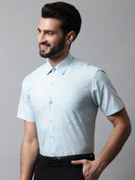 Thumbnail for Jainish Men's Sky Blue Woven Design Short Sleeves Formal Shirt - Distacart