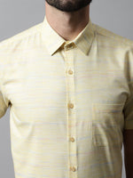 Thumbnail for Jainish Men's Yellow Woven Design Short Sleeves Formal Shirt - Distacart