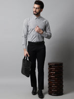 Thumbnail for Jainish Men's Black & White Regular Fit Striped Formal Shirt - Distacart