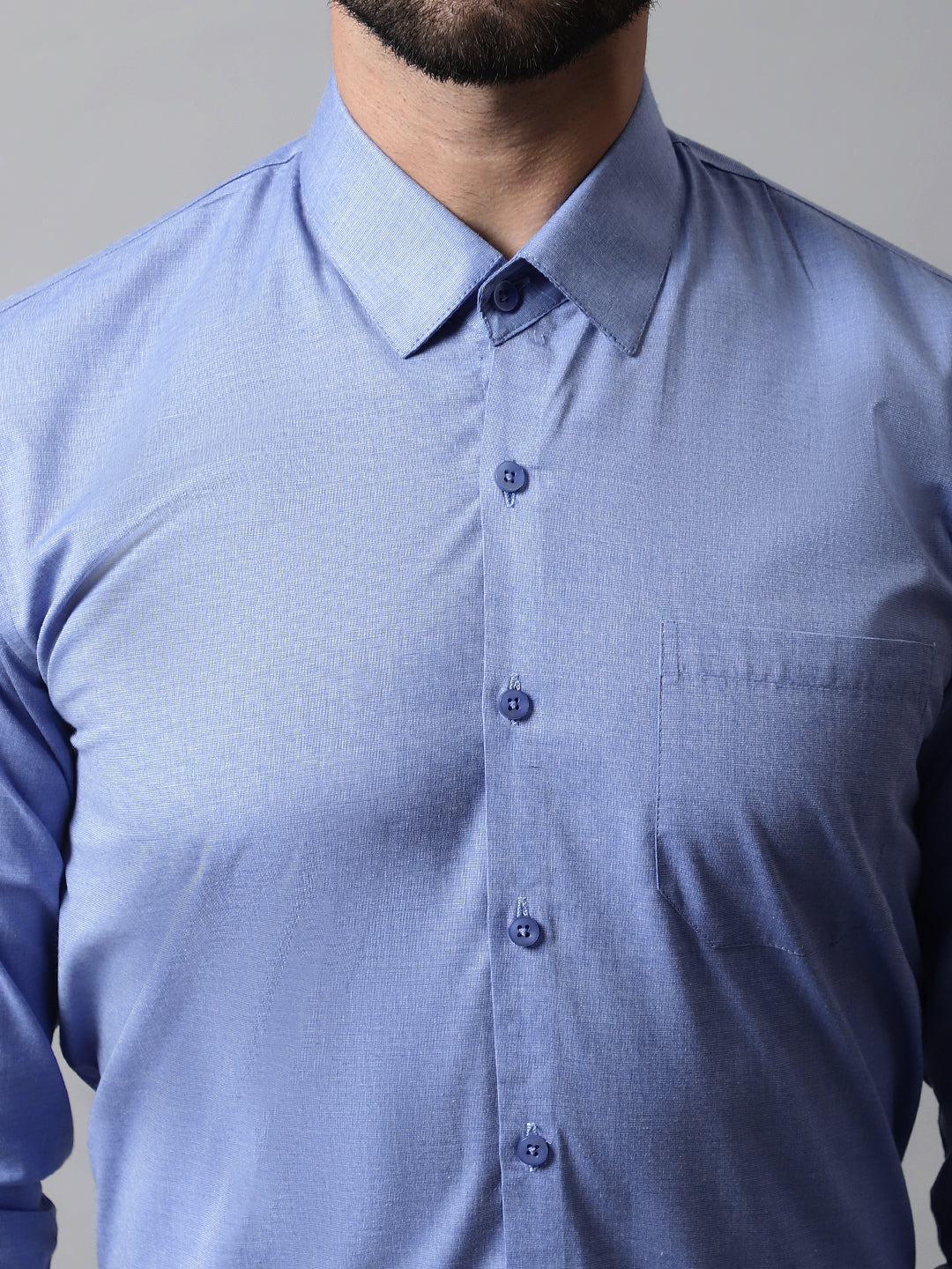 Jainish Men's Blue Classic Slim Fit Solid Formal Shirt - Distacart