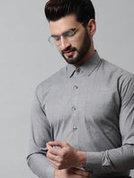 Thumbnail for Jainish Men's Grey Classic Slim Fit Solid Formal Shirt - Distacart