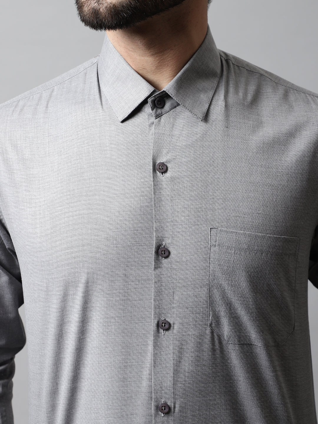 Jainish Men's Grey Classic Slim Fit Solid Formal Shirt - Distacart