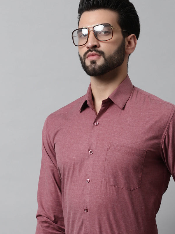Jainish Men's Maroon Classic Slim Fit Solid Formal Shirt - Distacart