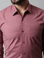 Thumbnail for Jainish Men's Maroon Classic Slim Fit Solid Formal Shirt - Distacart
