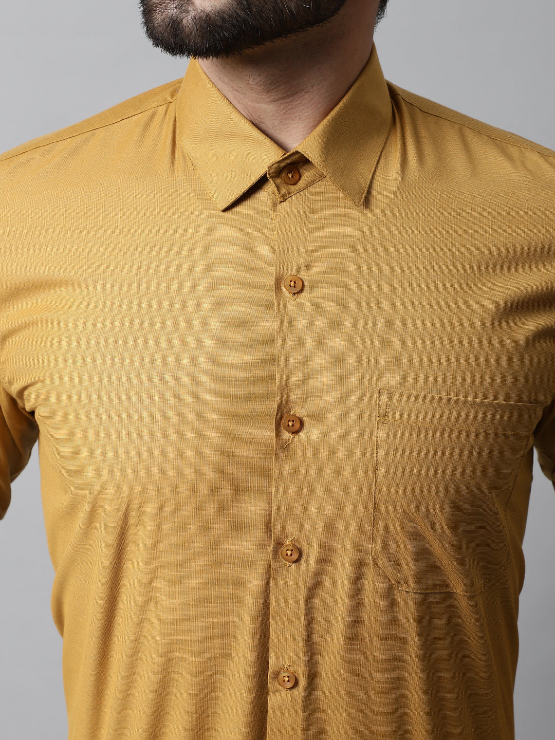 Jainish Men's Mustard Classic Slim Fit Solid Formal Shirt - Distacart