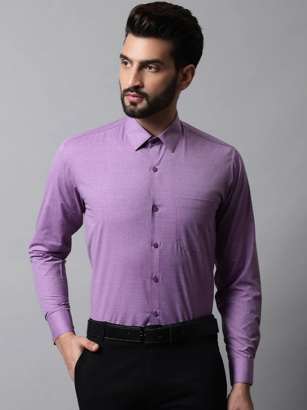 Jainish Men's Purple Classic Slim Fit Solid Formal Shirt - Distacart
