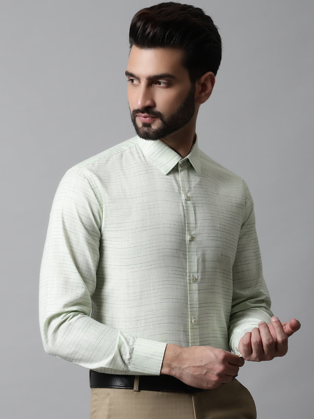Jainish Men's Light-Green Cotton Classic Formal Shirt - Distacart