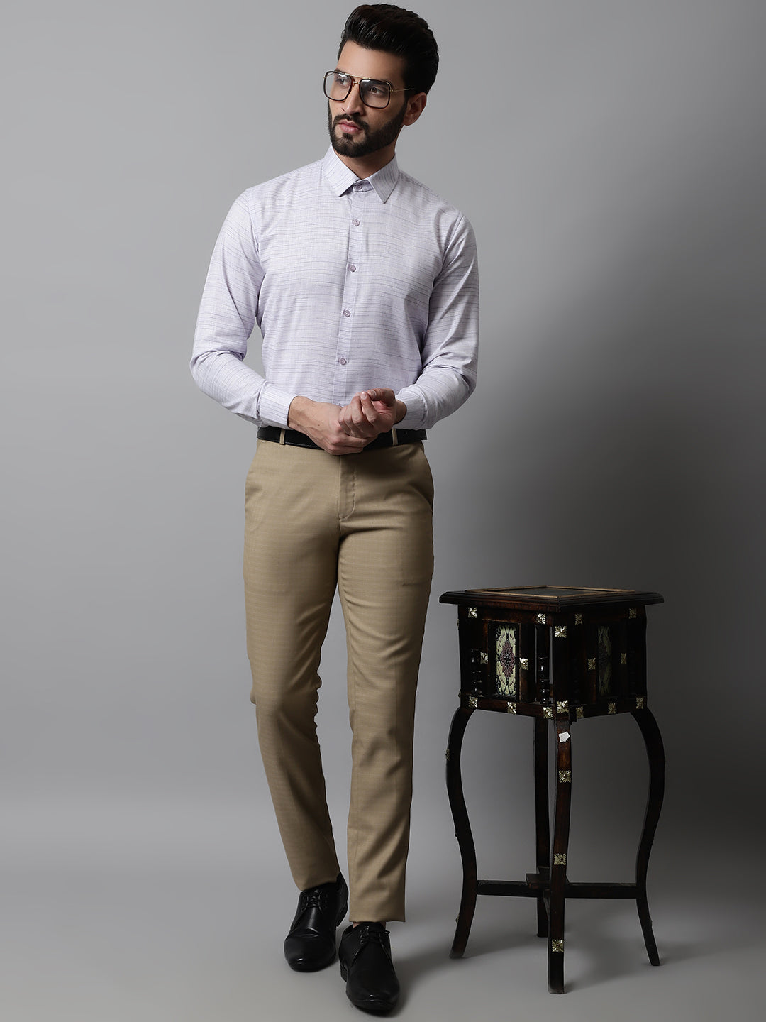 Jainish Men's Light-Purple Cotton Classic Formal Shirt - Distacart