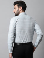 Thumbnail for Jainish Men's Grey Classic Striped Formal Cotton Shirt - Distacart