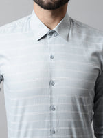 Thumbnail for Jainish Men's Grey Classic Striped Formal Cotton Shirt - Distacart