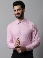 Thumbnail for Jainish Men's Pink Classic Striped Formal Cotton Shirt - Distacart
