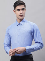 Thumbnail for Jainish Men's Blue Micro Checked Formal Shirt - Distacart