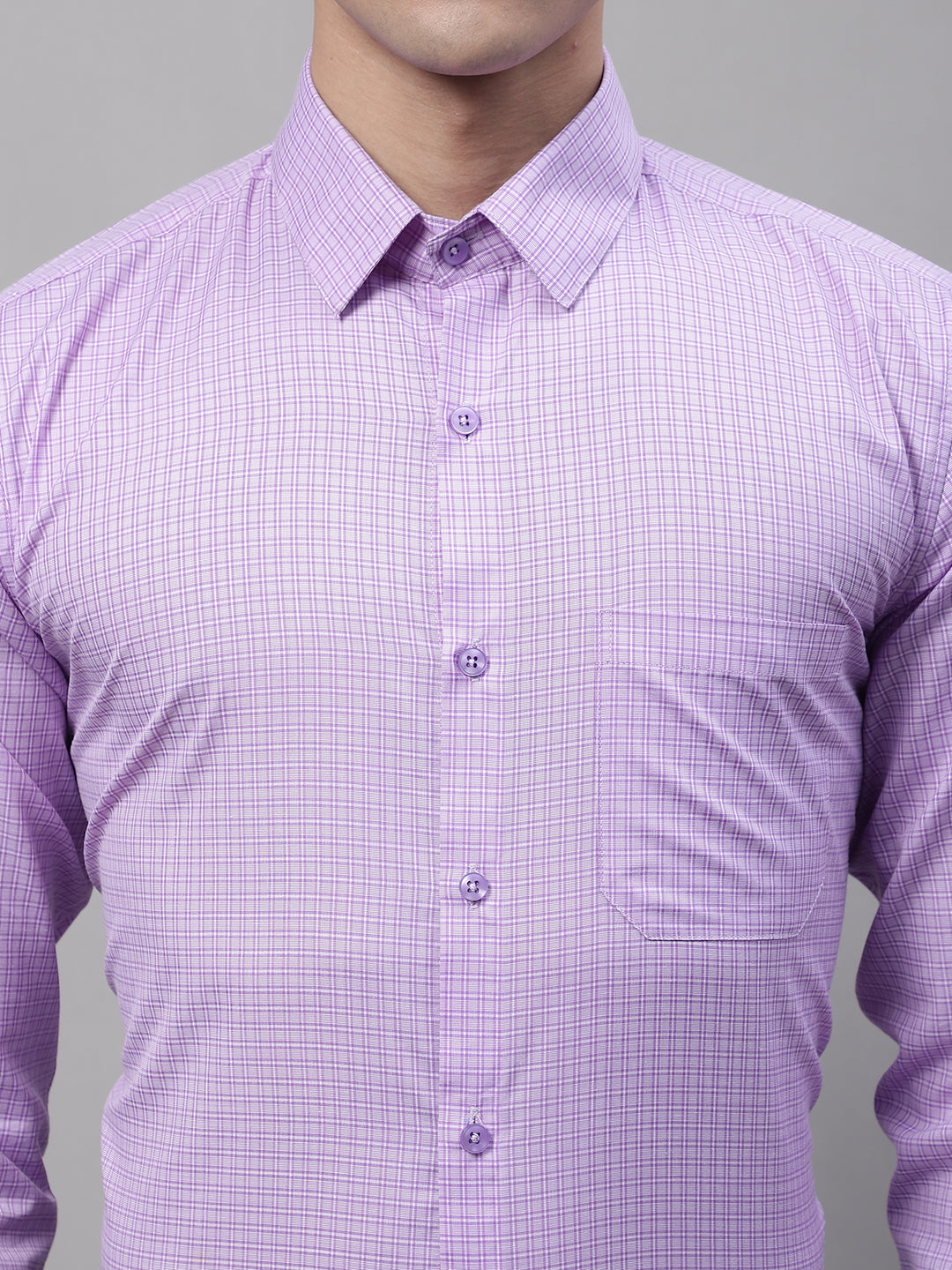 Jainish Men's Purple Micro Checked Formal Shirt - Distacart