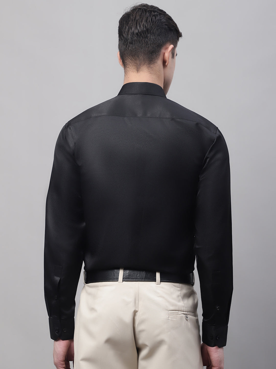 Jainish Men's Black Dobby Textured Formal Shirt - Distacart