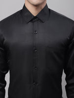 Thumbnail for Jainish Men's Black Dobby Textured Formal Shirt - Distacart